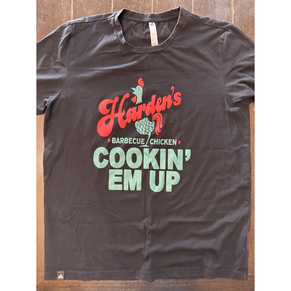 Adidas James Harden Cookin Em Up BBQ Chicken Graphic Tee Men L Black